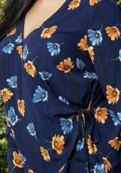 Pleione Wrap Front Long Sleeve Plus Size Women Clothing Blouse -Curve Elegance Shop 2000621 220 4