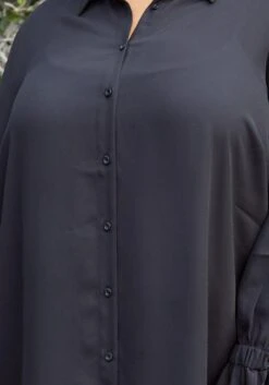 Pleione Self-tie Bell Cuff Plus Size Women Clothing Button Down Shirt Blouse -Curve Elegance Shop 2000623 001 4