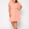 Nurode Plus Size Womens Elegant Peach Wrap Dress -Curve Elegance Shop 2003567 144 1