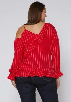 Nurode Plus Size Asymmetrical Shoulder Ruffle Blouse -Curve Elegance Shop 2003575 110 3