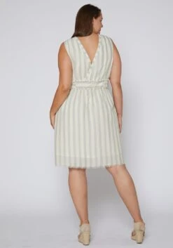 Nurode Plus Size Sleeveless Button Down Stripe Dress -Curve Elegance Shop 2003579 151 4