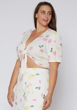 Nurode Plus Size Citrus Print Crop Top -Curve Elegance Shop 2003580 310 2