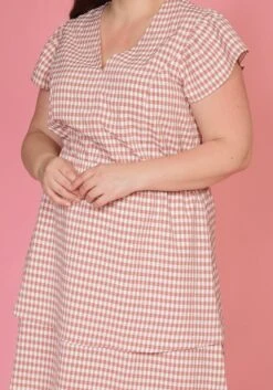 Pleione Plus Size Puff Shoulder Ruffle Checkered Dress -Curve Elegance Shop 2003588 186 4