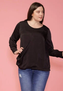 Pleione Plus Size Cross Front Crewneck Blouse Top