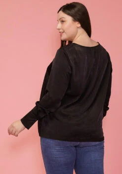 Pleione Plus Size Cross Front Crewneck Blouse Top -Curve Elegance Shop 2004342 001 3