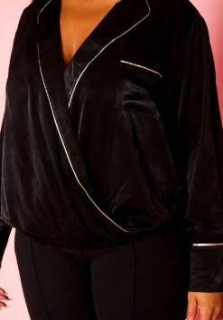 Pleione Plus Size V-neck Surplice Front Blouse -Curve Elegance Shop 2004345 001 10