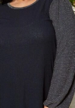 Pleione Plus Size Women's Ribbed Round Neck Holiday Top -Curve Elegance Shop 2004346 286 4