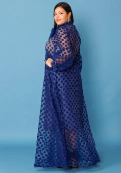 Plus Size Sheer Polkadot Bow Front Maxi Dress -Curve Elegance Shop 2004819 188 3