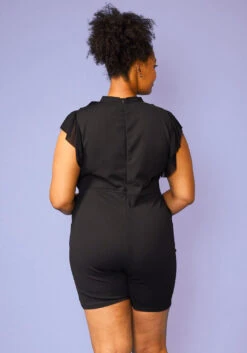 Plus Size Ruffle Front Tie Neck Romper -Curve Elegance Shop 2005087 001 3