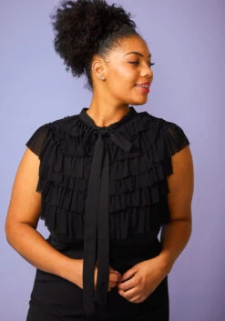 Plus Size Ruffle Front Tie Neck Romper -Curve Elegance Shop 2005087 001 4