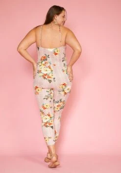 Asoph Plus Size Floral Plaid Cropped Cami Jumpsuit -Curve Elegance Shop 2005456 186 2