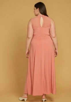 Plus Size Sleeveless Mesh Accent Romper With Cape Hem -Curve Elegance Shop 2005537 186 2