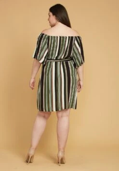 Asoph Plus Size Stripe Bell Sleeve Casual Dress -Curve Elegance Shop 2005565 125 3