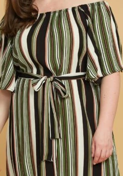 Asoph Plus Size Stripe Bell Sleeve Casual Dress -Curve Elegance Shop 2005565 125 4