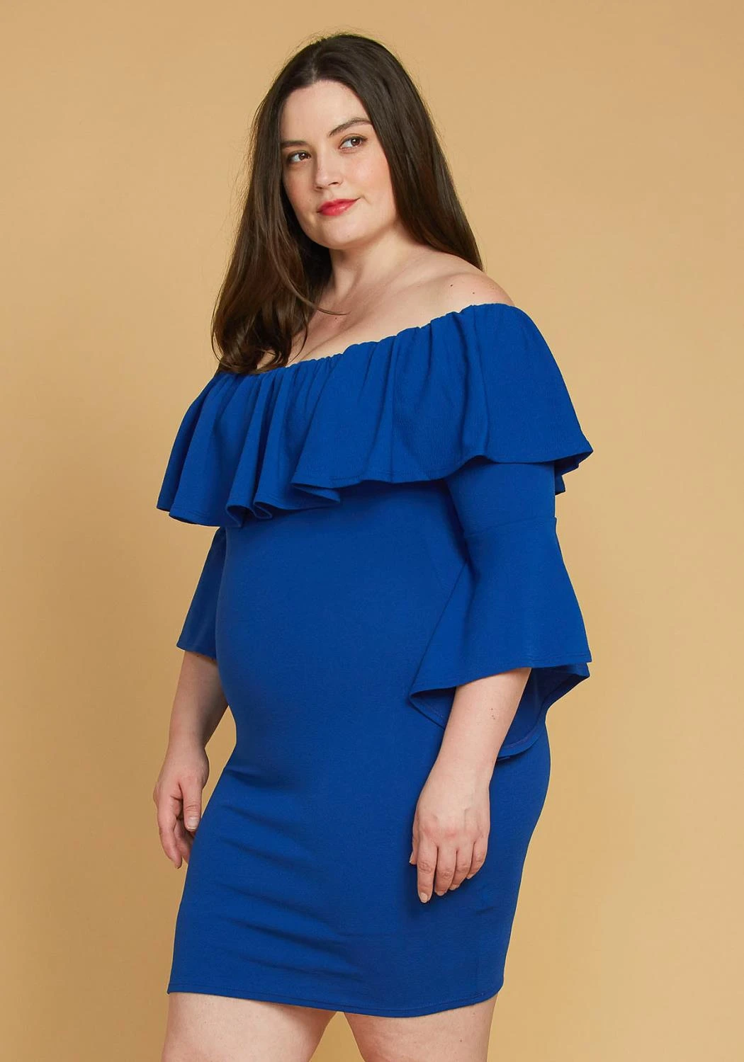 Plus Size Ruffle Off Shoulder Party Dress 4 Plus Size Ruffle Off Shoulder Party Dress - Image 2