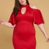 Plus Size Shoulder Cutout Mock Neck Dress -Curve Elegance Shop 2005594 110 1
