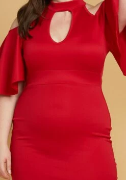 Plus Size Shoulder Cutout Mock Neck Dress -Curve Elegance Shop 2005594 110 2