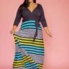 Plus Size Multi Stripe Contrast Wrap Dress -Curve Elegance Shop 2005596 105 1