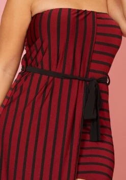 Plus Size Stripe Tube Top Asymmetrical Maxi Dress -Curve Elegance Shop 2005611 111 4
