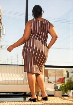 Pleione Plus Size Gathered Multi Print Multi Skirt -Curve Elegance Shop 2006652 128 3