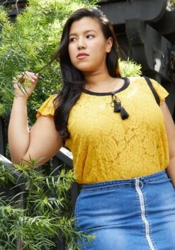 Pleione Plus Size Floral Laced Top