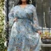 Pleione Plus Smocked Waist Floral Midi Dress -Curve Elegance Shop 2006718 003 1