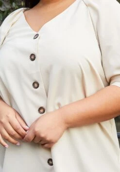 Pleione Plus Size Puff Shoulder Button Down Blouse -Curve Elegance Shop 2006721 154 4