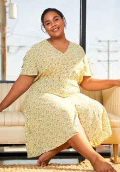 Pleione Plus Size Womens Floral Patterned Button Down Maxi Dress