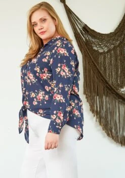 Pleione Plus Size Button Up Blouse -Curve Elegance Shop 2007158 117 2