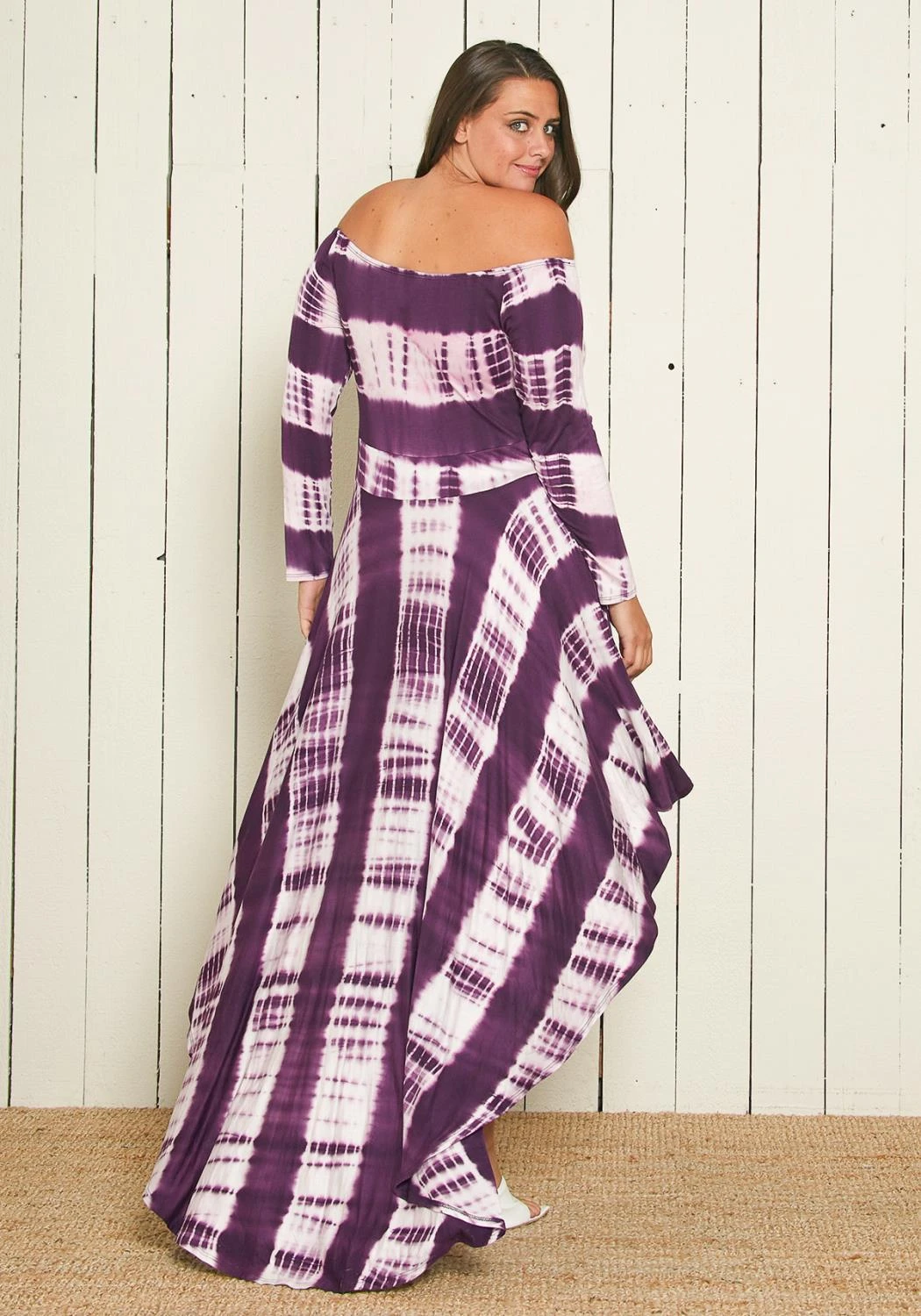 Asoph Plus Size Off Shoulder Hi-Lo Tie Dye Dress 5 Asoph Plus Size Off Shoulder Hi-Lo Tie Dye Dress - Image 3