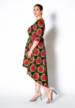 Asoph Plus Size Multi Print Hi Lo Wrap Dress -Curve Elegance Shop 2010216 187 3