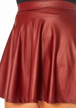 Plus Size Faux Leather High Waist Circle Skirt -Curve Elegance Shop 2010402 111 5