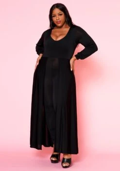 Asoph Plus Size Caped Solid Fitted Jumpsuit -Curve Elegance Shop 2010494 001 1