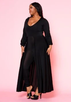 Asoph Plus Size Caped Solid Fitted Jumpsuit -Curve Elegance Shop 2010494 001 3