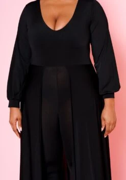 Asoph Plus Size Caped Solid Fitted Jumpsuit -Curve Elegance Shop 2010494 001 5