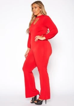 Plus Size Keyhole Front Flare Leg Jumpsuit -Curve Elegance Shop 2010719 110 2