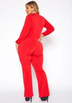 Plus Size Keyhole Front Flare Leg Jumpsuit -Curve Elegance Shop 2010719 110 3
