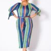 Asoph Curvy Womens Over The Rainbow Striped Jumpsuit -Curve Elegance Shop 2010722 188 0