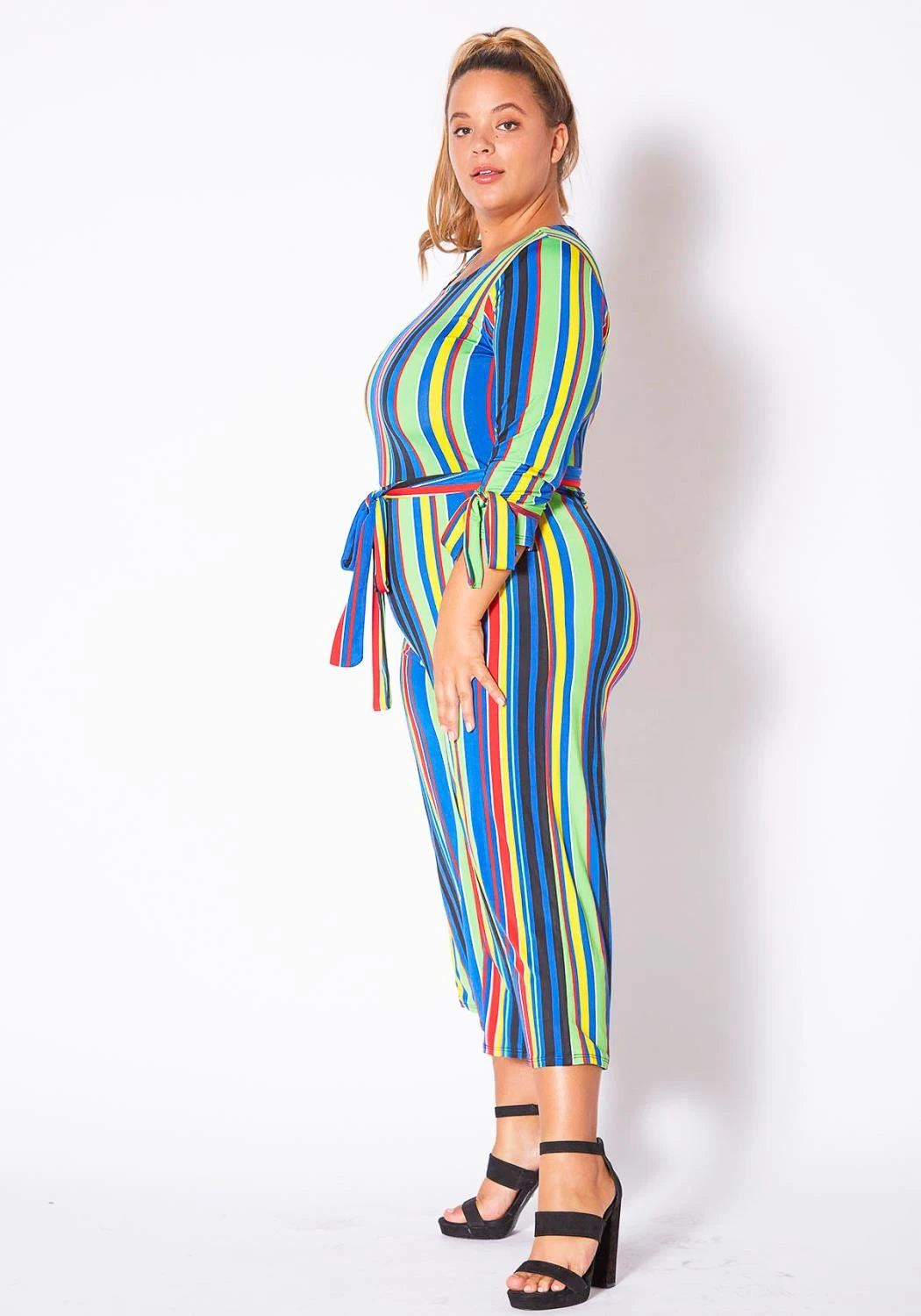 Asoph Curvy Womens Over The Rainbow Striped Jumpsuit 5 Asoph Curvy Womens Over The Rainbow Striped Jumpsuit - Image 3