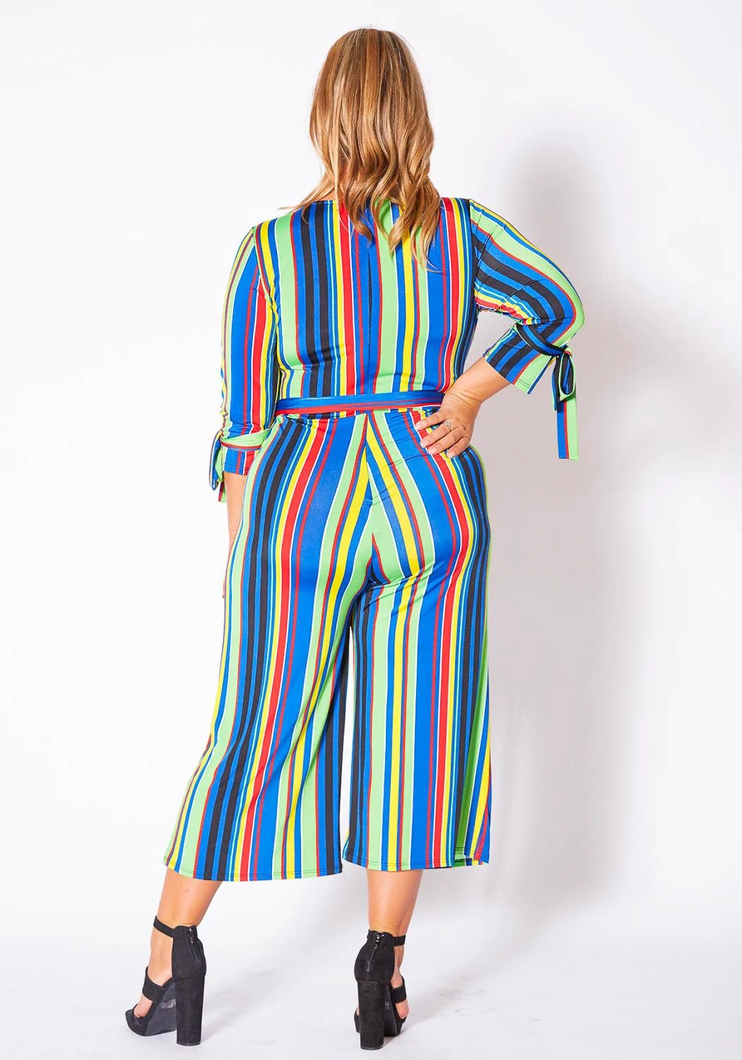 Asoph Curvy Womens Over The Rainbow Striped Jumpsuit 6 Asoph Curvy Womens Over The Rainbow Striped Jumpsuit - Image 4