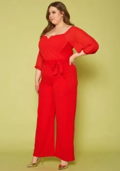 Plus Size Off Shoulder Drape Front Jumpsuit -Curve Elegance Shop 2010852 001 2