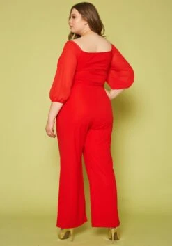 Plus Size Off Shoulder Drape Front Jumpsuit -Curve Elegance Shop 2010852 001 3