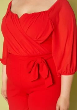 Plus Size Off Shoulder Drape Front Jumpsuit -Curve Elegance Shop 2010852 001 4