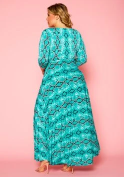 Plus Size Snake Print Fit & Flare Maxi Dress -Curve Elegance Shop 2011099 112 3