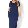 Plus Size V-Neck Short Sleeve Maxi Dress With Pockets 2 Plus Size V-Neck Short Sleeve Maxi Dress With Pockets -Curve Elegance Shop 2011149 933 4