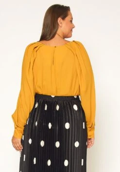 Pleione Plus Size Gathered Shoulder Blouse -Curve Elegance Shop 2011301 159 2