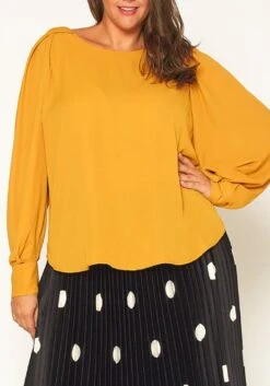 Pleione Plus Size Gathered Shoulder Blouse -Curve Elegance Shop 2011301 159 3