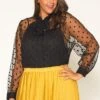 Pleione Plus Size Polkadot Mesh Blouse With Cami -Curve Elegance Shop 2011309 001 0