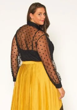 Pleione Plus Size Polkadot Mesh Blouse With Cami -Curve Elegance Shop 2011309 001 2