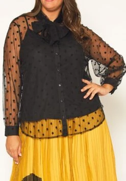 Pleione Plus Size Polkadot Mesh Blouse With Cami -Curve Elegance Shop 2011309 001 3